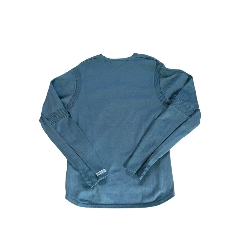 Nike Long Sleeve Crew Neck Sweater Ribbed Trim Mens Size Small Blue